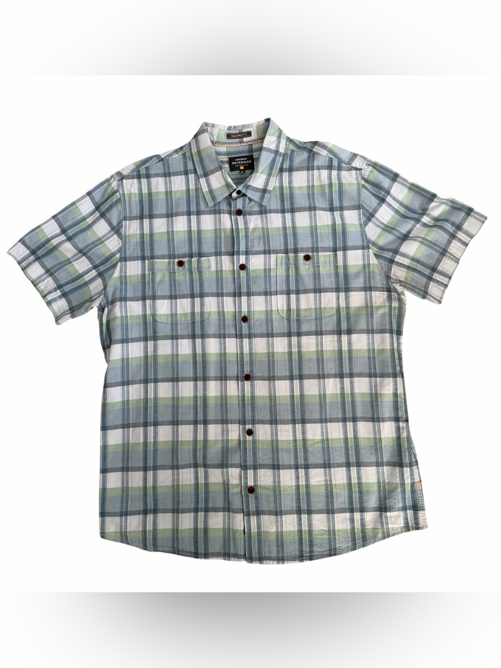 Quiksilver Men’s Waterman Collection Short Sleeve Plaid Button-Down Shirt XL